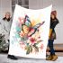 Beautiful colorful butterfly among flowers blanket