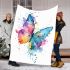 Beautiful colorful watercolor illustration of an abstract butterfly blanket
