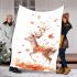 Beautiful deer autumn leaves flying blanket