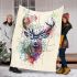 Beautiful deer head watercolor splatter blanket