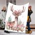 Beautiful deer with a floral wreath on its horns blanket