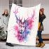 Beautiful male deer with antlers depicted blanket