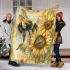 Beautiful vintage illustration of a bumblebee on sunflowers blanket