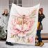 Beautiful watercolor dragonfly sitting on top flower blanket