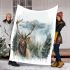 Beautiful watercolor painting of an elk in the forest blanket