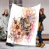 Bee on honeycomb with flowers around blanket