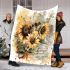 Bee on sunflowers old writing blanket