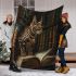 Bengal cat in literary inspired scenes blanket