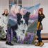 Black and white border collie in the foreground blanket