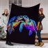 Black light poster of two rainbow sea turtles kissing blanket