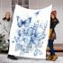 Blue butterfly and blue flowers blanket
