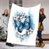 Blue butterfly with white flowers around blanket