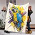 Blue macaw abstract design in the style blanket