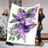 Butterflies and purple flowers blanket