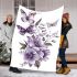 Butterflies and purple flowers blanket