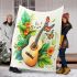 Butterflies fly to the guitar and musical notes blanket