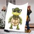 Cartoon turtle with glasses and bow tie blanket