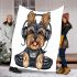 Cartoon yorkshire terrier dog wearing headphones blanket