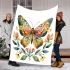 Colorful butterfly with floral elements blanket