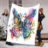 Colorful butterfly with floral elements blanket