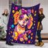 Colorful cute cartoon dog with bow blanket