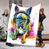 Colorful cute french bulldog wearing headphones blanket