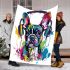 Colorful cute french bulldog wearing headphones blanket