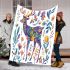 Colorful deer with colorful flowers blanket