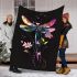 Colorful dragonfly with flowers blanket