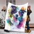 Colorful drawing of an adorable border collie blanket