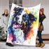 Colorful drawing of an adorable border collie blanket