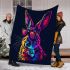 Colorful rabbit with sunglasses and bow tie blanket