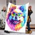 Colorful rainbow pomeranian dog wearing sunglasses blanket