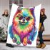 Colorful rainbow pomeranian dog wearing sunglasses blanket