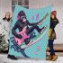 Cool monkey surfing with electric guitar blanket