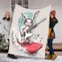 Cool rabbit surfing with electric guitar and headphones blanket