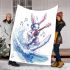 Cool rabbit surfing with electric guitar and headphones blanket