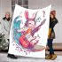 Cool rabbit surfing with electric guitar and headphones blanket