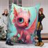 Curious pink dragon by water blanket