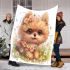 Cute adorable fluffy pomeranian with big eyes blanket