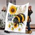Cute baby bee with sunflowers blanket