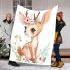 Cute baby deer with flowers in pastel colors blanket