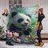 Cute baby panda eating bamboo blanket