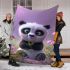 Cute baby panda in the cartoon blanket