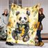 Cute baby panda with sunflowers blanket