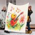 Cute bee and music notes with electric guitar blanket