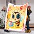 Cute bee with big eyes and coffee blanket
