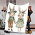 Cute bunny couple holding hands blanket