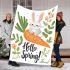 Cute bunny sitting on top of an carrot hello spring blanket