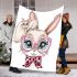 Cute cartoon bunny with pink heart shaped glasses blanket